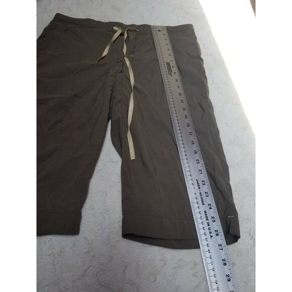 Athleta Womens Activewear Cropped Capri Pants Button Fly Drawstring Medium Brown - Picture 6 of 6